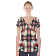 Royal Plaid  Short Sleeve Front Detail Top by LW41021