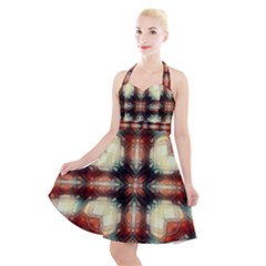 Royal Plaid  Halter Party Swing Dress  by LW41021