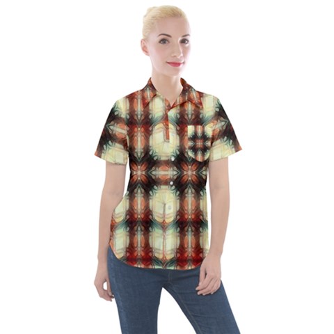 Royal Plaid  Women s Short Sleeve Pocket Shirt by LW41021