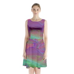 Color Winds Sleeveless Waist Tie Chiffon Dress by LW41021