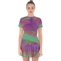 Color Winds Drop Hem Mini Chiffon Dress by LW41021