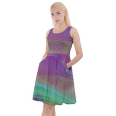 Color Winds Knee Length Skater Dress With Pockets by LW41021