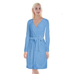 Blue Joy Long Sleeve Velvet Front Wrap Dress by LW41021