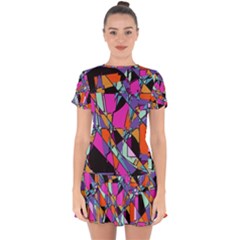 Abstract  Drop Hem Mini Chiffon Dress by LW41021