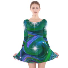 Night Sky Long Sleeve Velvet Skater Dress by LW41021