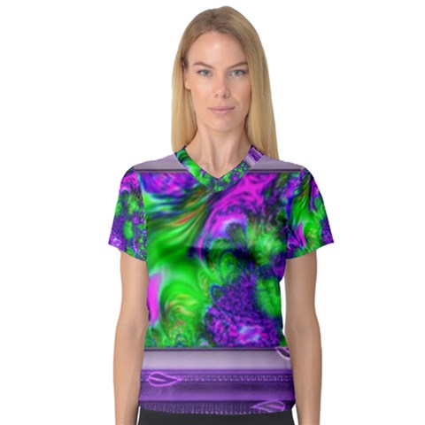 Feathery Winds V-neck Sport Mesh Tee by LW41021