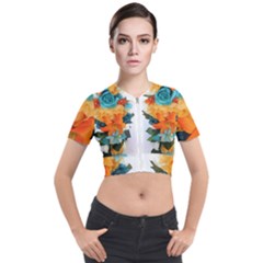 Spring Flowers Short Sleeve Cropped Jacket by LW41021