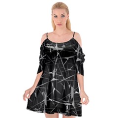 Black And White Splatter Abstract Print Cutout Spaghetti Strap Chiffon Dress by dflcprintsclothing