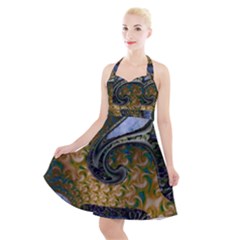 Ancient Seas Halter Party Swing Dress  by LW323