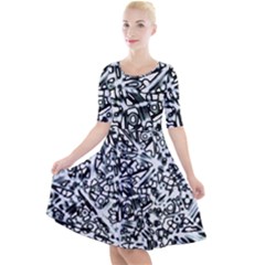 Beyond Abstract Quarter Sleeve A-line Dress by LW323