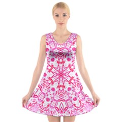 Pink Petals V-neck Sleeveless Dress by LW323