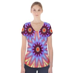 Passion Flower Short Sleeve Front Detail Top by LW323