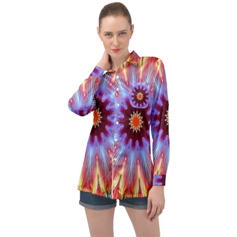 Passion Flower Long Sleeve Satin Shirt by LW323