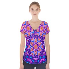 Glory Light Short Sleeve Front Detail Top by LW323
