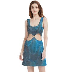 Feathery Blue Velvet Cutout Dress by LW323