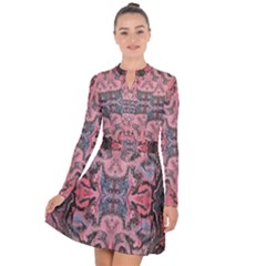 Pink Arabesque Iv Long Sleeve Panel Dress by kaleidomarblingart