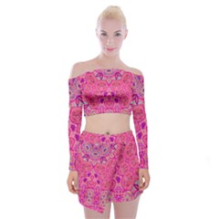 Pinkstar Off Shoulder Top With Mini Skirt Set by LW323