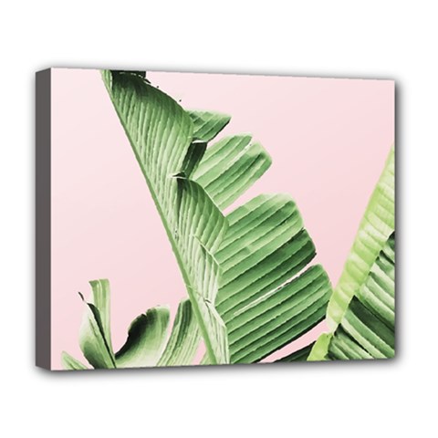 Palm Leaves On Pink Deluxe Canvas 20  X 16  (stretched) by goljakoff