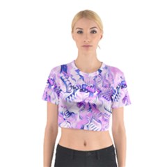 Hydrangea Blossoms Fantasy Gardens Pastel Pink And Blue Cotton Crop Top by CrypticFragmentsDesign