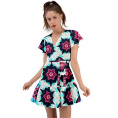 Raspberry Flutter Sleeve Wrap Dress by LW323