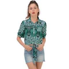 Blue Gem Tie Front Shirt  by LW323