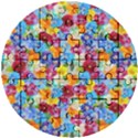 Pansies  Watercolor Flowers Wooden Puzzle Round View1