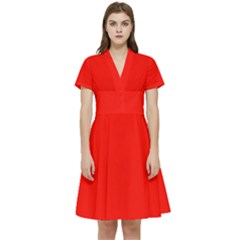 Color Candy Apple Red Short Sleeve Waist Detail Dress by Kultjers