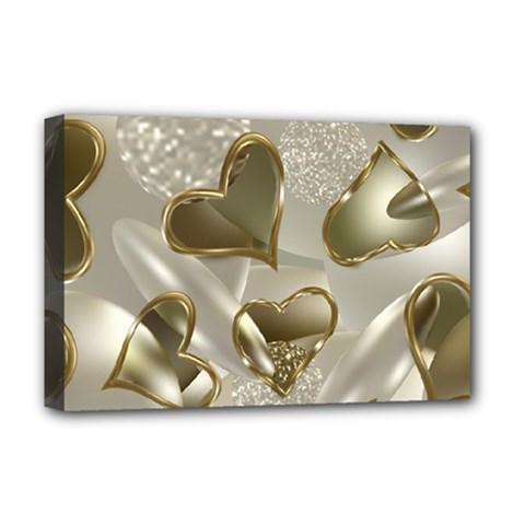   Golden Hearts Deluxe Canvas 18  X 12  (stretched) by Galinka