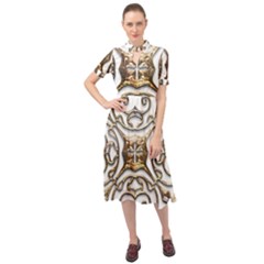 Gold Design Keyhole Neckline Chiffon Dress by LW323