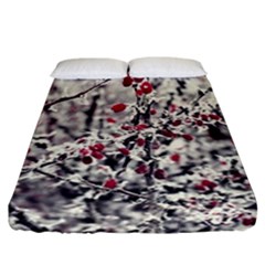 Berries In Winter, Fruits In Vintage Style Photography Fitted Sheet (california King Size) by Casemiro