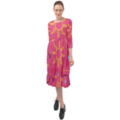 Pattern Mystic Color Ruffle End Midi Chiffon Dress by alllovelyideas