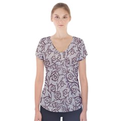 Curly Lines Short Sleeve Front Detail Top by SychEva