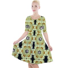 Summer Sun Flower Power Over The Florals In Peace Pattern Quarter Sleeve A-line Dress by pepitasart