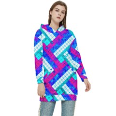 Pop Art Mosaic Women s Long Oversized Pullover Hoodie by essentialimage365