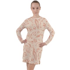 Thanksgiving Flowers And Gifts Pattern Long Sleeve Hoodie Dress by DinzDas