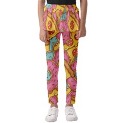 Fast Food Pizza And Donut Pattern Kids  Skirted Pants by DinzDas