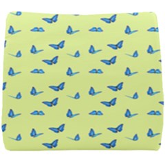 Blue Butterflies At Lemon Yellow, Nature Themed Pattern Seat Cushion by Casemiro