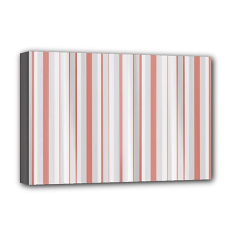 Salmon And Grey Linear Design Deluxe Canvas 18  X 12  (stretched) by dflcprintsclothing