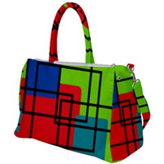Colorful Rectangle Boxes Duffel Travel Bag by Magicworlddreamarts1