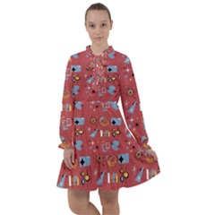 50s Small Print All Frills Chiffon Dress by InPlainSightStyle
