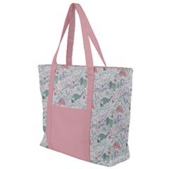 Dino Floral 4x4 Zip Up Canvas Bag by dollshausco
