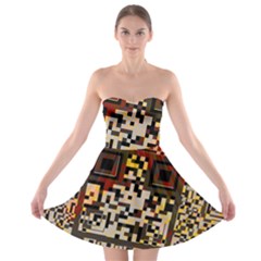Root Humanity Bar And Qr Code Flash Orange And Purple Strapless Bra Top Dress by WetdryvacsLair