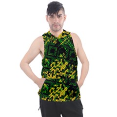 Root Humanity Bar And Qr Code Green And Yellow Doom Men s Sleeveless Hoodie by WetdryvacsLair