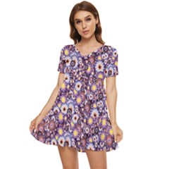 Flower Bomb 3 Tiered Short Sleeve Mini Dress by PatternFactory