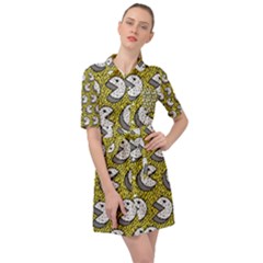 Memphis-seamless4-[converted5]redbubble8192 Belted Shirt Dress by elchino