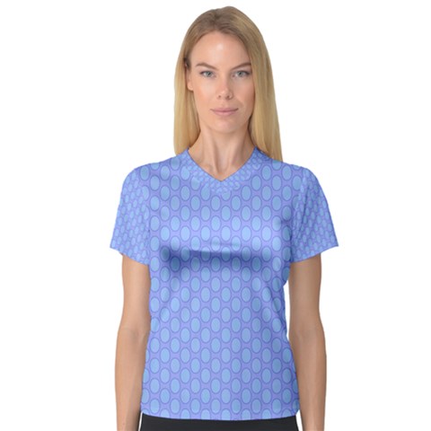 Soft Pattern Blue V-neck Sport Mesh Tee by PatternFactory
