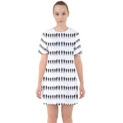 Athletic Running Graphic Silhouette Pattern Sixties Short Sleeve Mini Dress by dflcprintsclothing