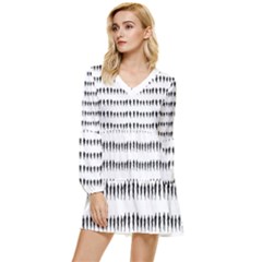 Athletic Running Graphic Silhouette Pattern Tiered Long Sleeve Mini Dress by dflcprintsclothing
