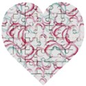 Red And Turquoise Stains On A White Background Wooden Puzzle Heart View1