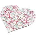 Red And Turquoise Stains On A White Background Wooden Puzzle Heart View2